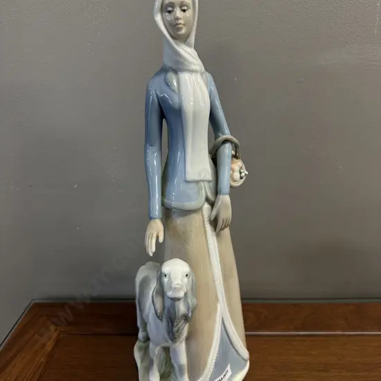 Tengra Vintage Spanish Porcelain Figurine "Girl With Dog", H38cm (Retired Figure)