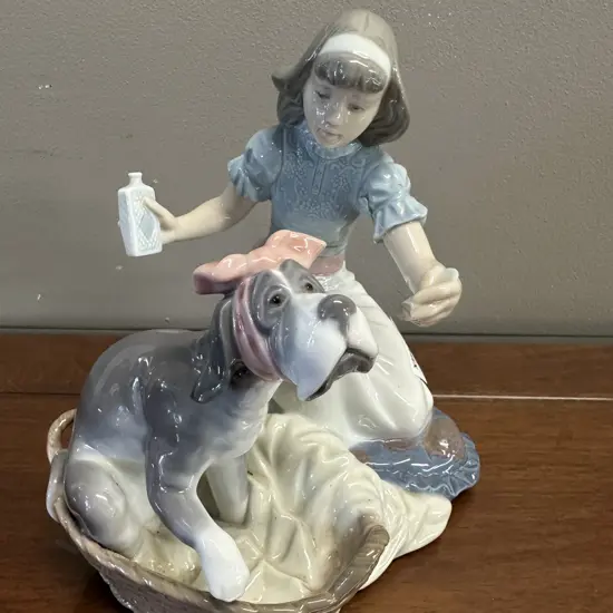 Lladro " Take Your Medicine" Porcelain Figurine (#5921), Issued 1992 Retired 1998. H18cm.