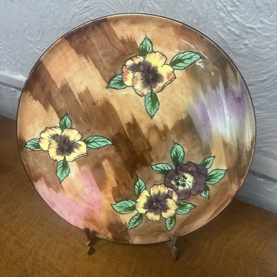 Vintage H&K Tunstall Round Pansy Pattern Plate Dia29cm.