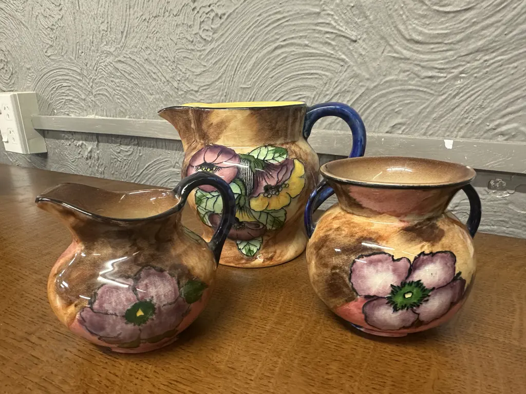 Art Deco H&K Tunstall 'Fantasy' Jug, Double Handled Vase & Creamer Image 1++