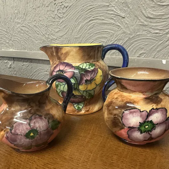 Art Deco H&K Tunstall 'Fantasy' Jug, Double Handled Vase & Creamer