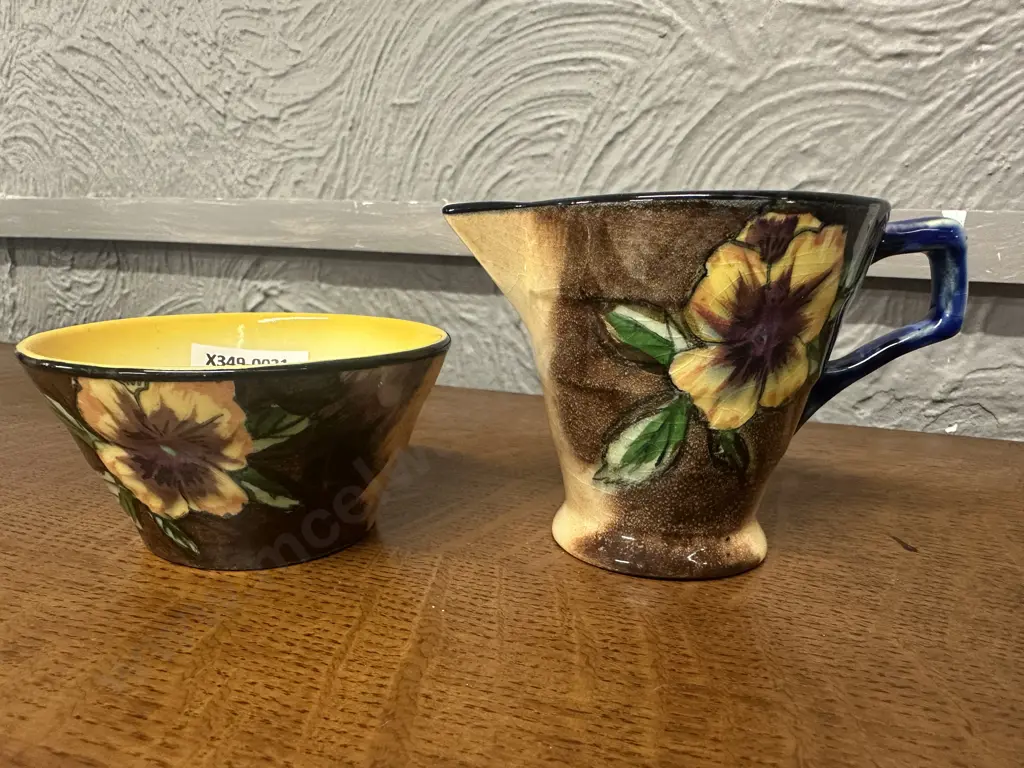 Art Deco H&K Tunstall Viola Pattern Creamer & Sugar Bowl Image 1++