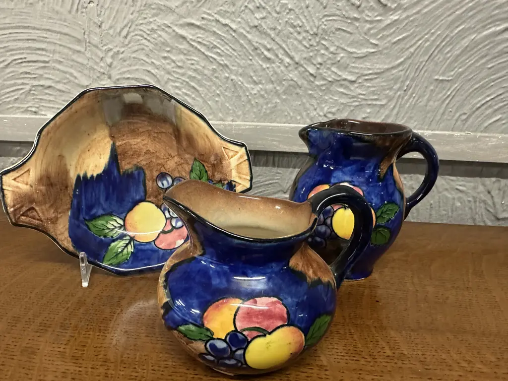 Art Deco H&K Tunstall Jug Autumn Pattern Jug, Creamer & Dish Image 1++