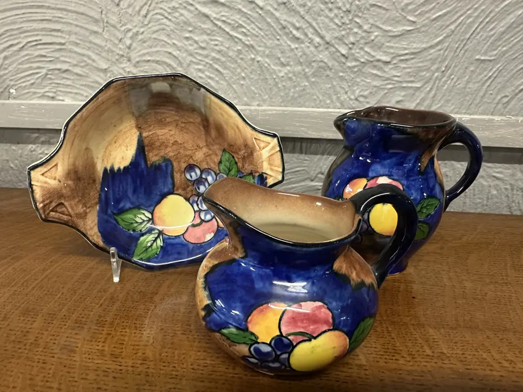 Art Deco H&K Tunstall Jug Autumn Pattern Jug, Creamer & Dish Image 1++