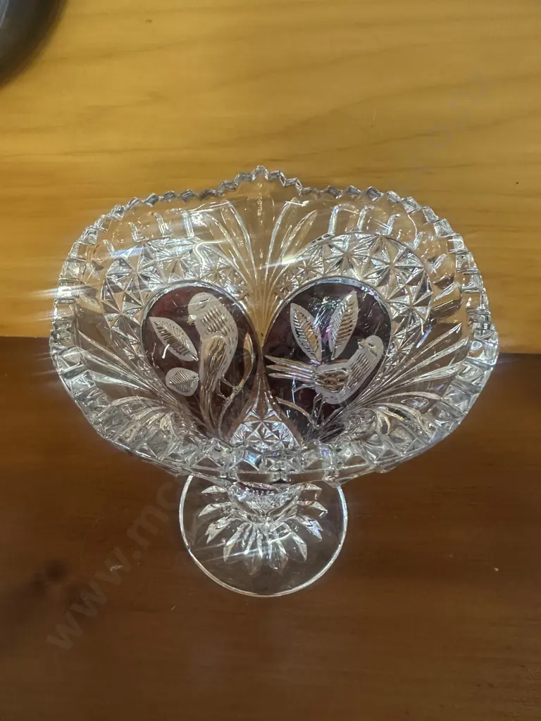 Vintage Hofbauer Byrdes Ruby Lead Crystal Vase Flared Tulip Style H19cm. Image 1++