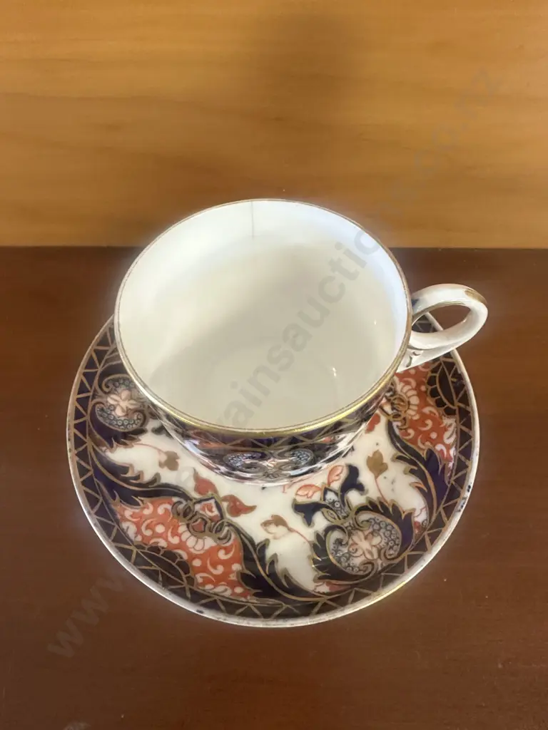 Antique Royal Crown Derby Cup, Saucer & Plate Traditional Kings Imari Pattern #383 (Slight Crack) Image 1++