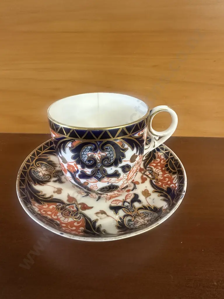 Antique Royal Crown Derby Cup, Saucer & Plate Traditional Kings Imari Pattern #383 (Slight Crack) Image 1++