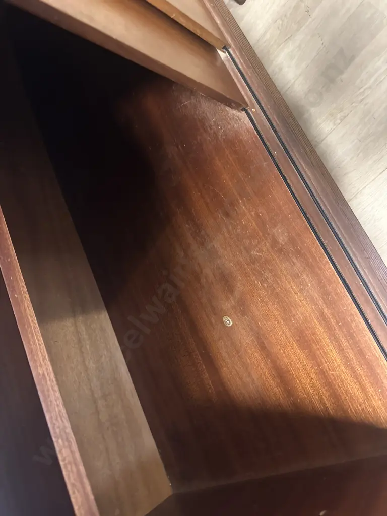Vintage Mid Century Teak Sideboard Two Door Three Drawers & Drop Down Door Recess Pulls On Doors & Drawers Image 1++