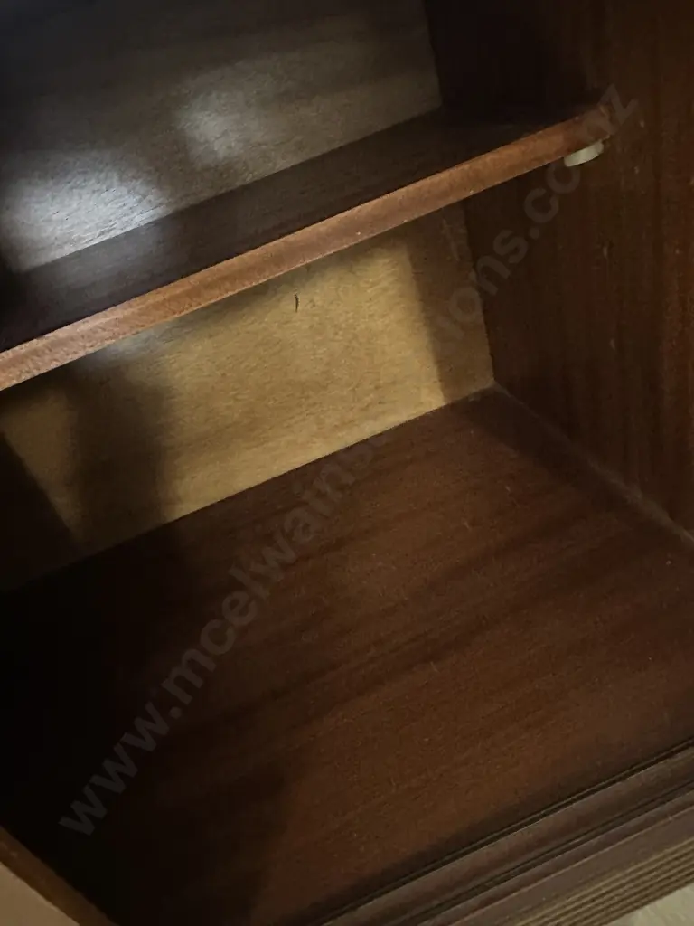 Vintage Mid Century Teak Sideboard Two Door Three Drawers & Drop Down Door Recess Pulls On Doors & Drawers Image 1++