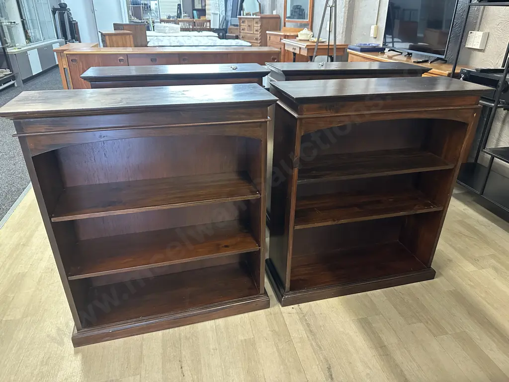 Pair Of Dark Stained Book Cases Wth Two Adjustable Shelves H92 W80 D28cm Image 1++