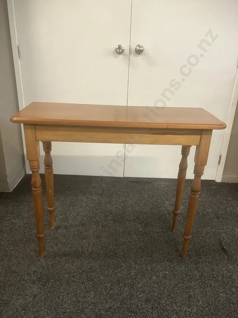 Antique Kauri Side Table, Turned Legs. H78 W91 D35cm Image 1++
