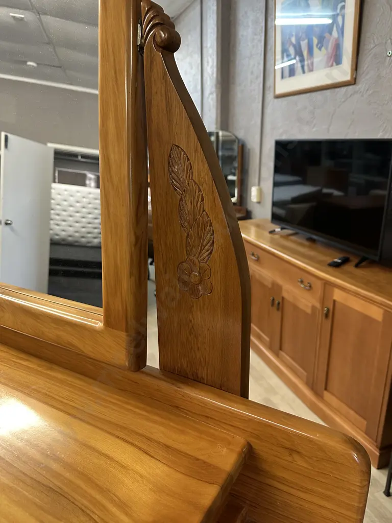 Solid Rimu 14 Drawer Dressing table With Tilting Mirror. H200 W127 D46cm Image 1++