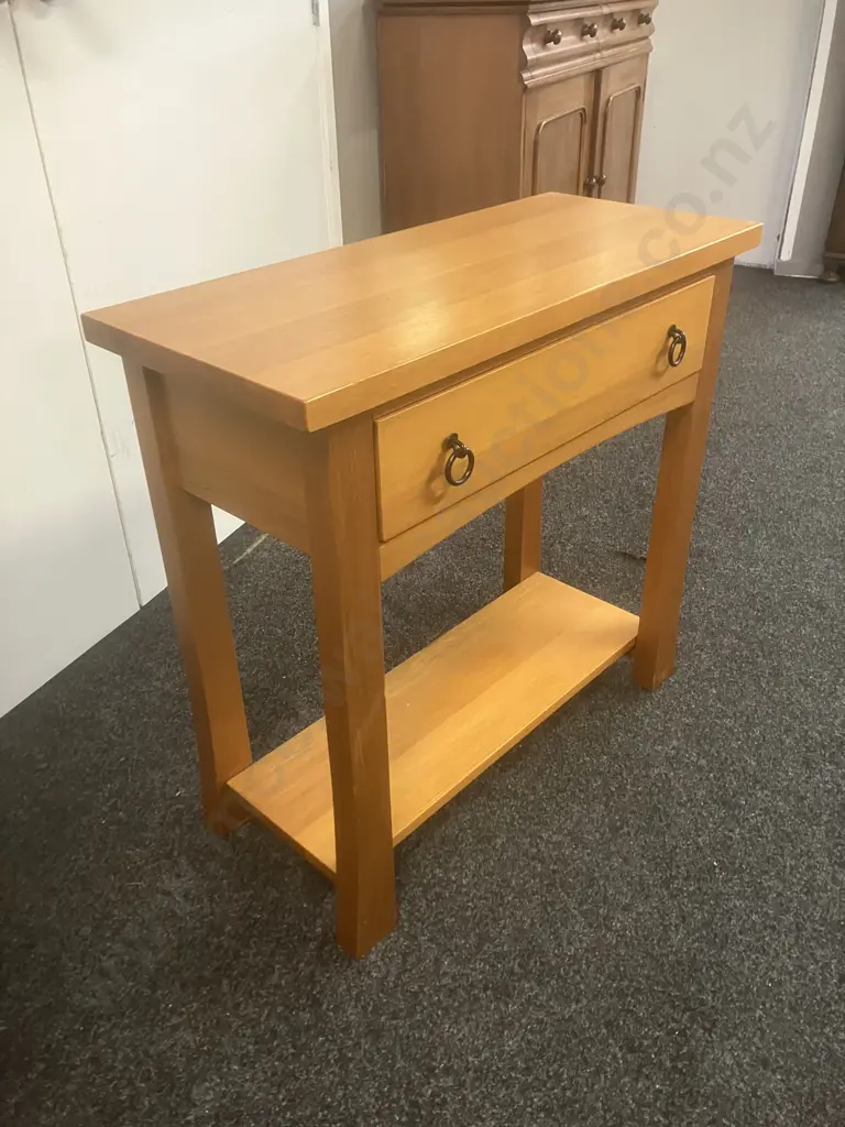 Rimu Console Table, Single Drawer. H76 W80 D35cm Image 1++