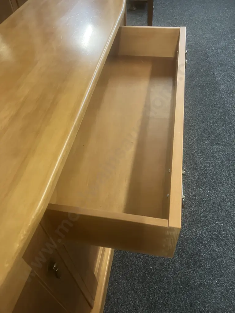 Kauri & Maple Sideboard, Single Drawer, 4 Panelled Doors. H81 W169 D42cm Image 1++