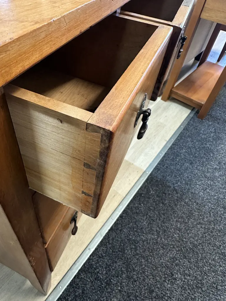 Rimu Chest Of Drawers Four Drawer Metal Drop Handles 84x76x42cm. Image 1++