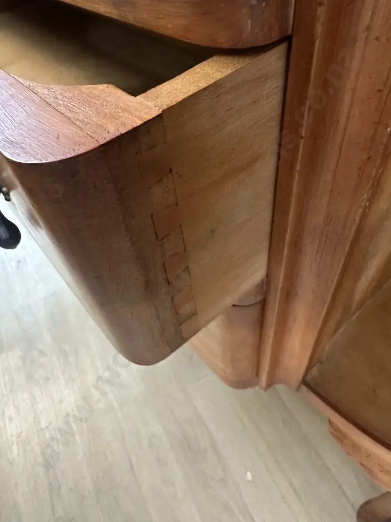 Antique Kauri Dressing Table Three Drawer Two Bowed Cupboards With Cabriole Legs Image 1++