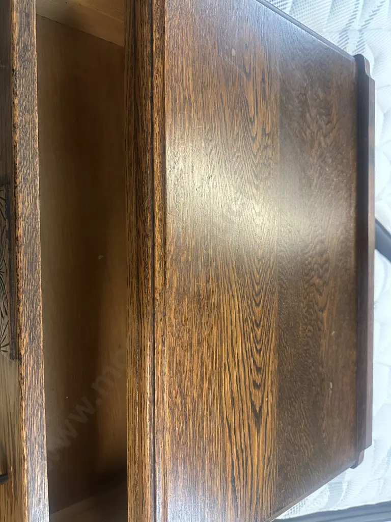 Art Deco Oak Chest Of Drawers Knob Handles H96 W65 D40cm. Image 1++