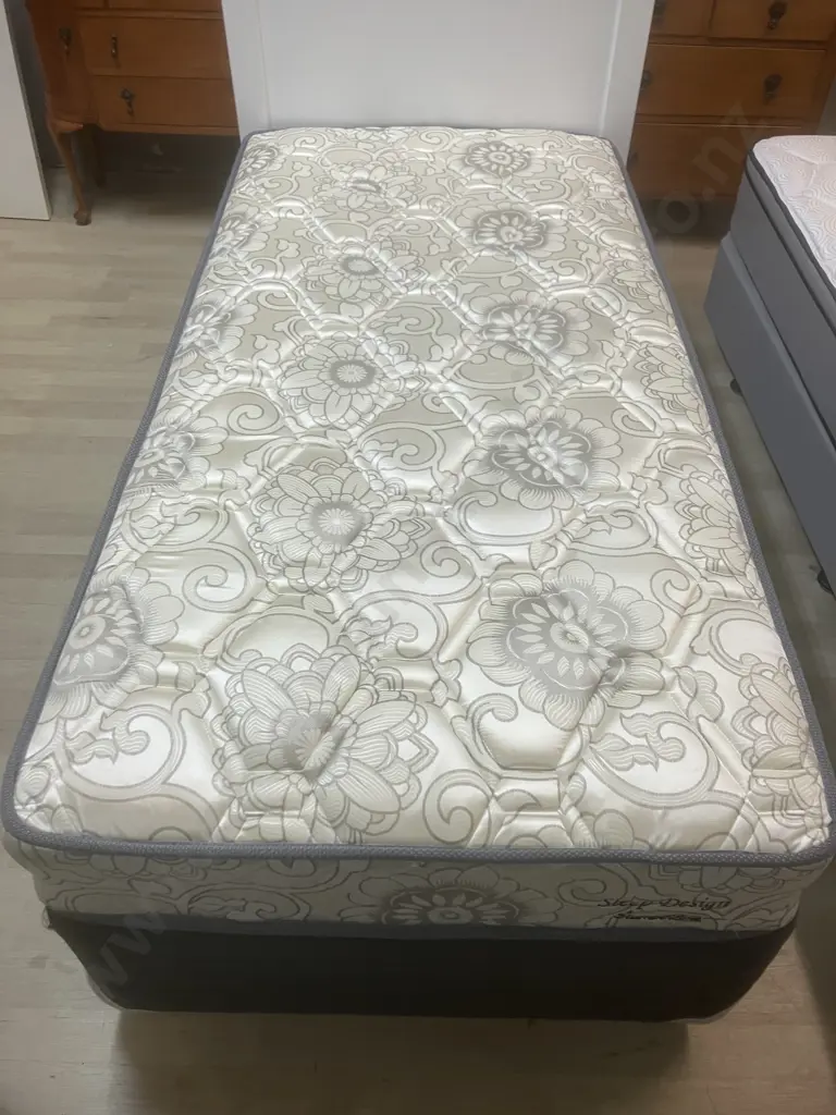 Slumberzone Sleep Design King Single Size Mattress & Base With White Cosmo Headboard Image 1++