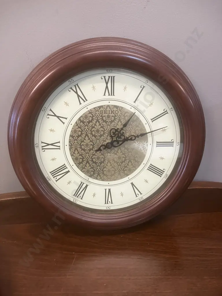 Solid Oak Wooden Seiko 30cm Wall Clock QXA107BC, Seiko 35cm Wall Clock - Roman Numerals Image 1++