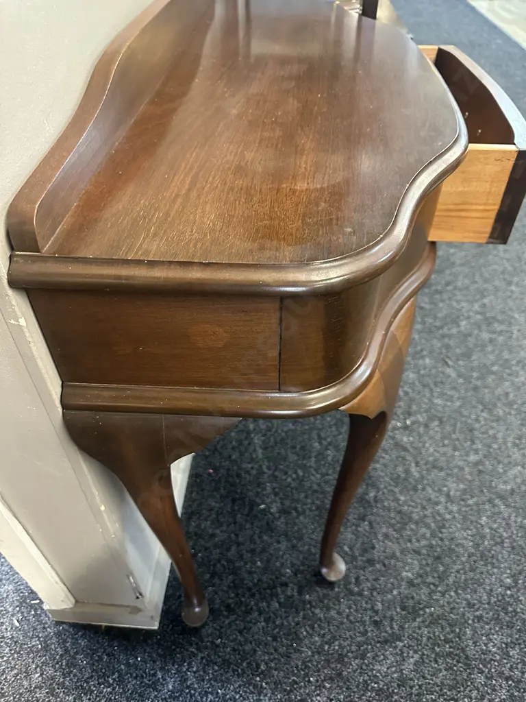 Mahogany Hall Table Single Drawer Cabriole Legs H78 W100 D40cm. Image 1++