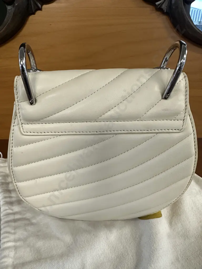 Chole Italian Made Cream Quilted Mini Drew Bijou Shoulder Bag With Chunky Jewellery Inspired Silver Coloured Chain Image 1++
