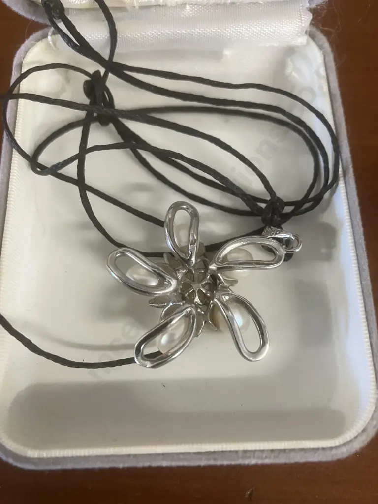 Vintage Silver Filigree Flower Bracelet With One Green Stone (As Found Condition). Pendant Stamped 18KGP Image 1++