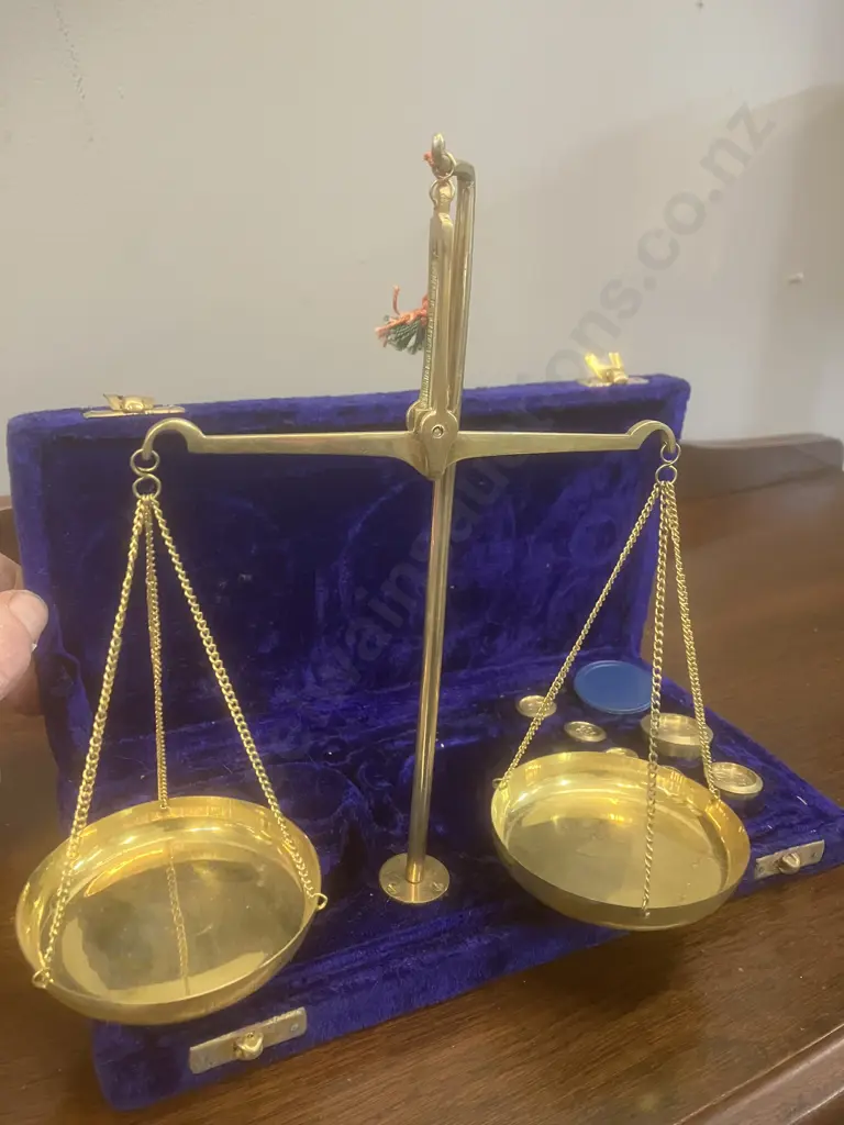 Portable Brass Scales I Case With Weights Image 1++