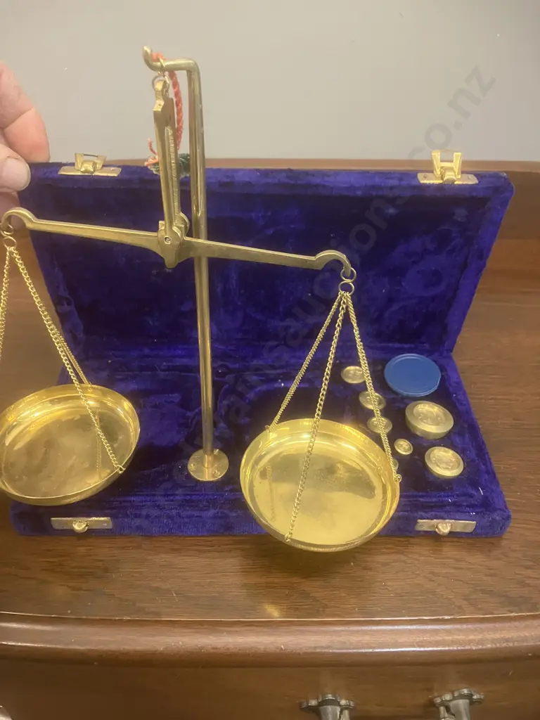 Portable Brass Scales I Case With Weights Image 1++