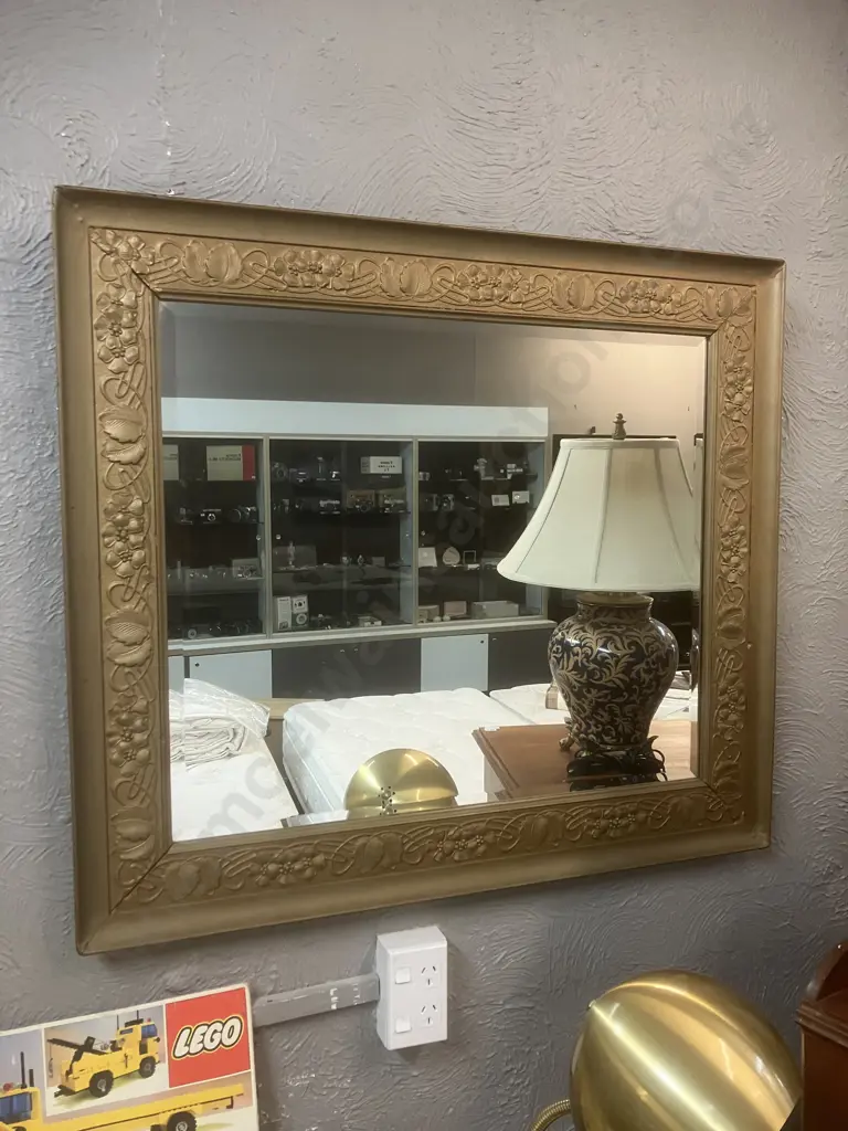 Large Wall Mirror With Antique Gold Toned Detailed Frame. 78 x 88cm Image 1++