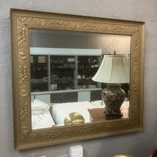 Large Wall Mirror With Antique Gold Toned Detailed Frame. 78 x 88cm