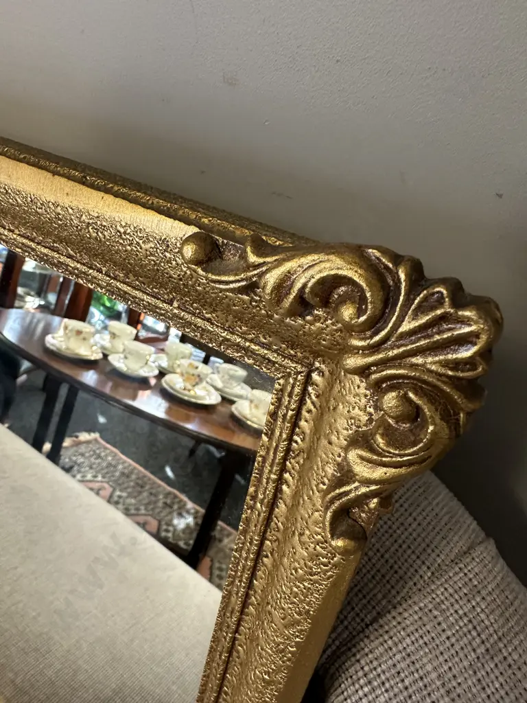 Vintage Gilt Framed Ornate Rectangular Mirror Image 1++