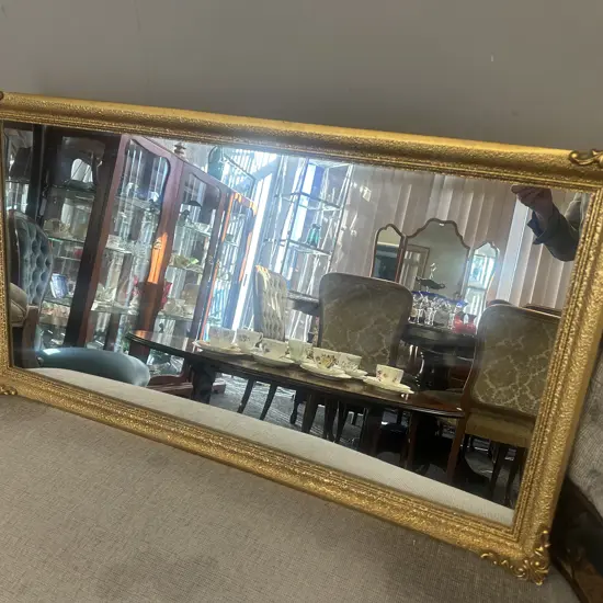 Vintage Gilt Framed Ornate Rectangular Mirror
