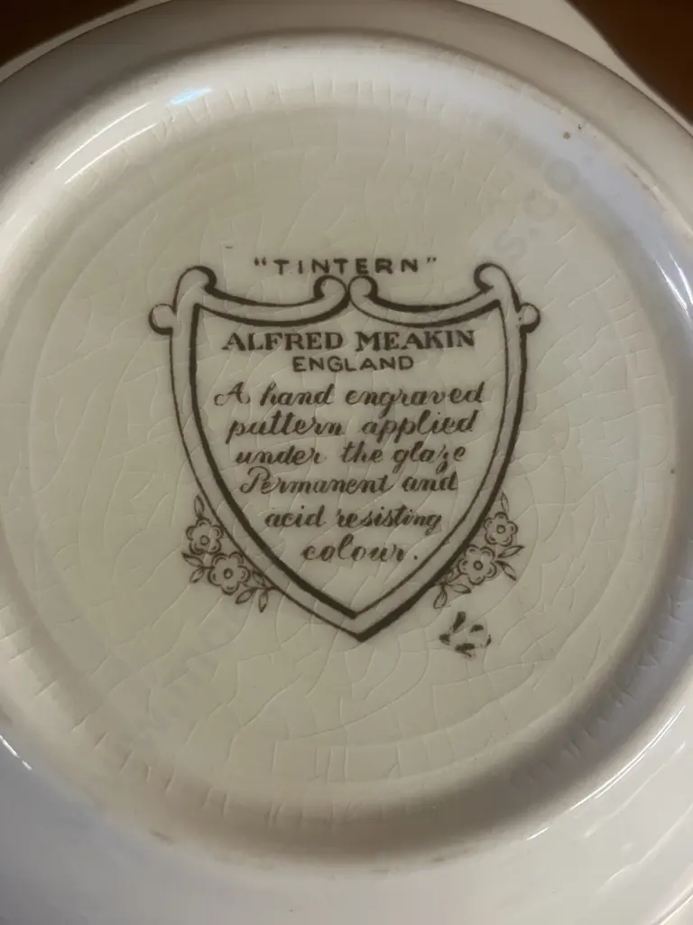 Alfred Meakin Tintern Brown Transferware Serving Bowl With 6 Dessert Bowls, 1920-1940 English Ironstone Image 1++