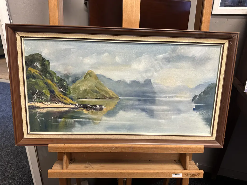 Original Signed Framed Oil Painting Coastal Landscape Scene 37x67cm. Image 1++