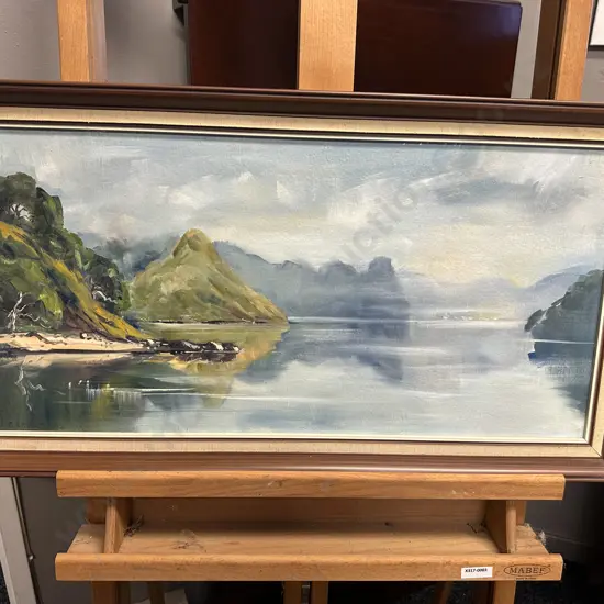 Original Signed Framed Oil Painting Coastal Landscape Scene 37x67cm.