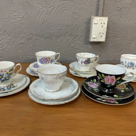 Selection Of Vintage Trios Including Old Foley, Queen Anne Etc