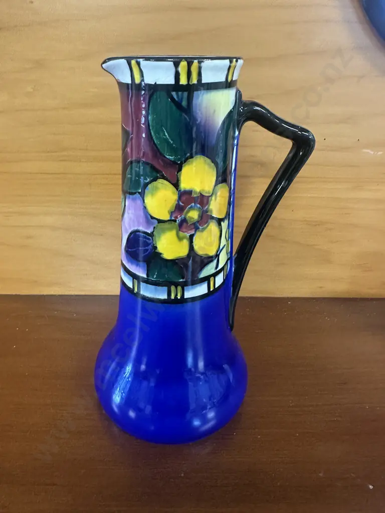 Vintage Art Deco Phenix Ware Pitcher Hand Painted Floral & Leaf Pattern Image 1++