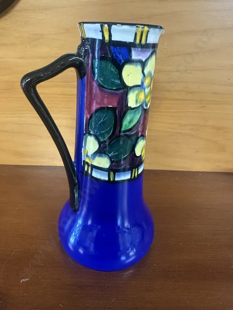 Vintage Art Deco Phenix Ware Pitcher Hand Painted Floral & Leaf Pattern Image 1++