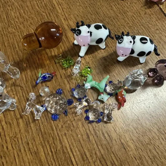 Selection Of Miniature Glass Animal Ornaments Etc
