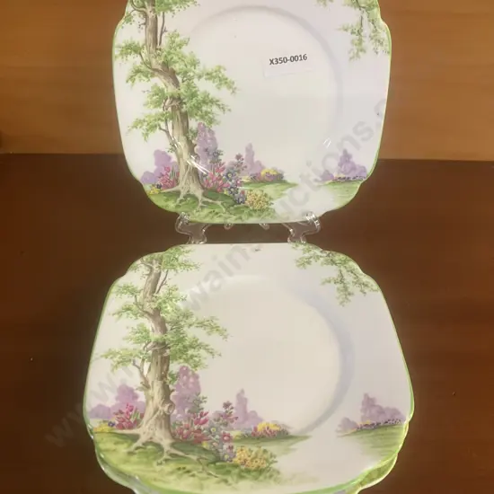 c1927 - 1935 Royal Albert Greenwood Tree Bone China Bread & Butter Plates x 4 - Made in England