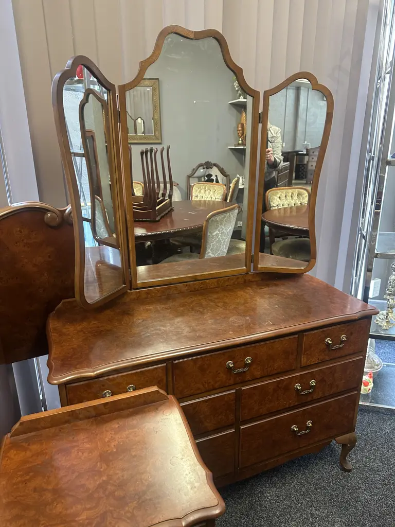 Five Piece Bedroom Suite Walnut Detail Consisting Of Dressing Table, Head Board, Tall Boy & Pair Of Bedsides Image 1++