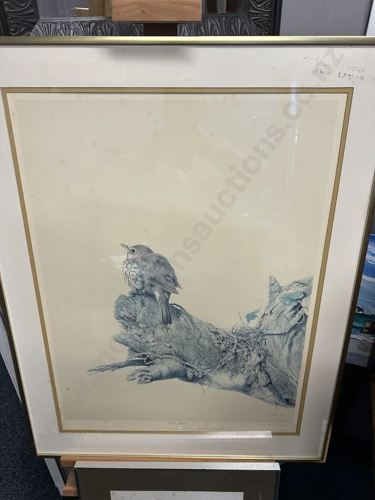 Raymond Ching Limited Edition Signed Print 'Winter Thrush' 86x68cm. Image 1++