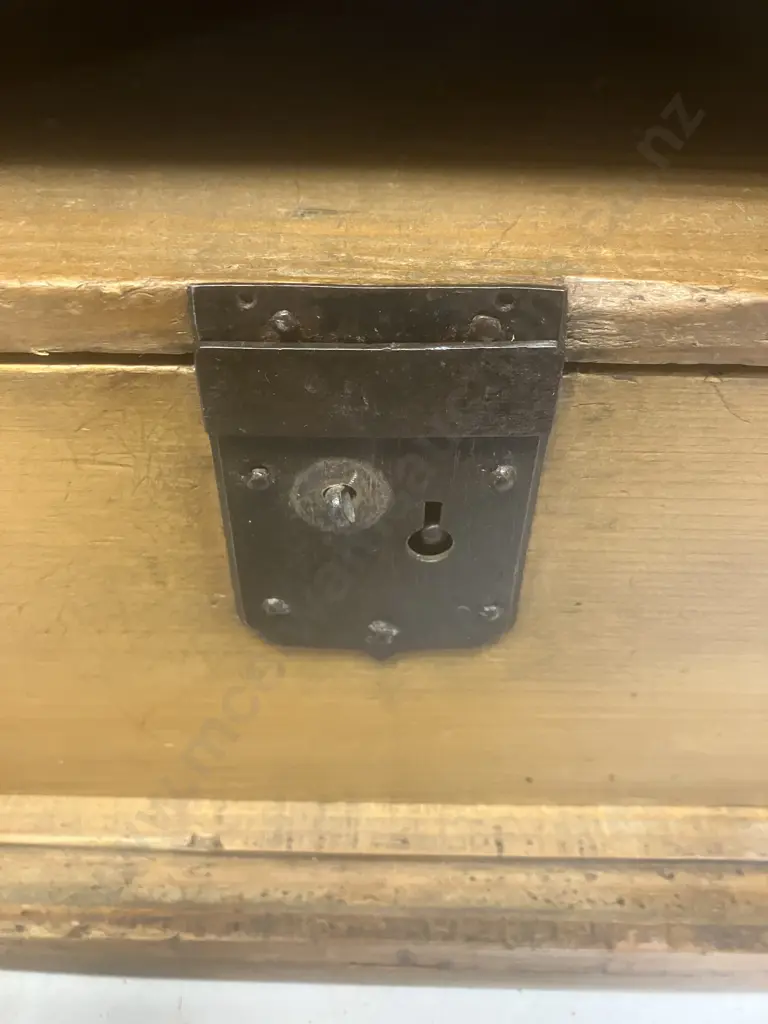 Antique Pine Desktop File Cabinet, Lift Out Door, Single Drawer With Lock (No Key). H52 W30 D36cm Image 1++