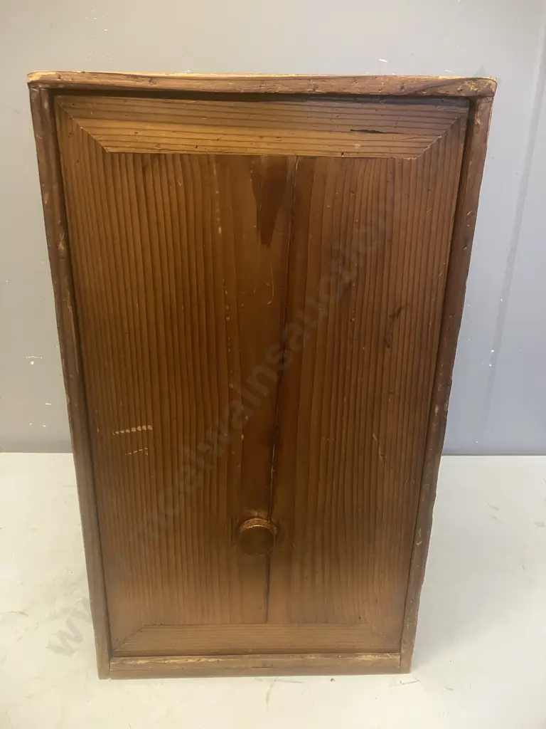 Antique Pine Desktop File Cabinet, Lift Out Door, Single Drawer With Lock (No Key). H52 W30 D36cm Image 1++