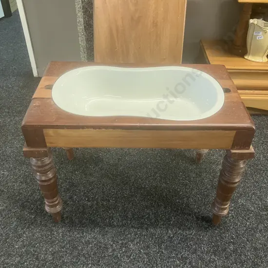 Victorian Mahogany Ladies Bidet With Original Ceramic Bowl. H44.5 L60 W35cm