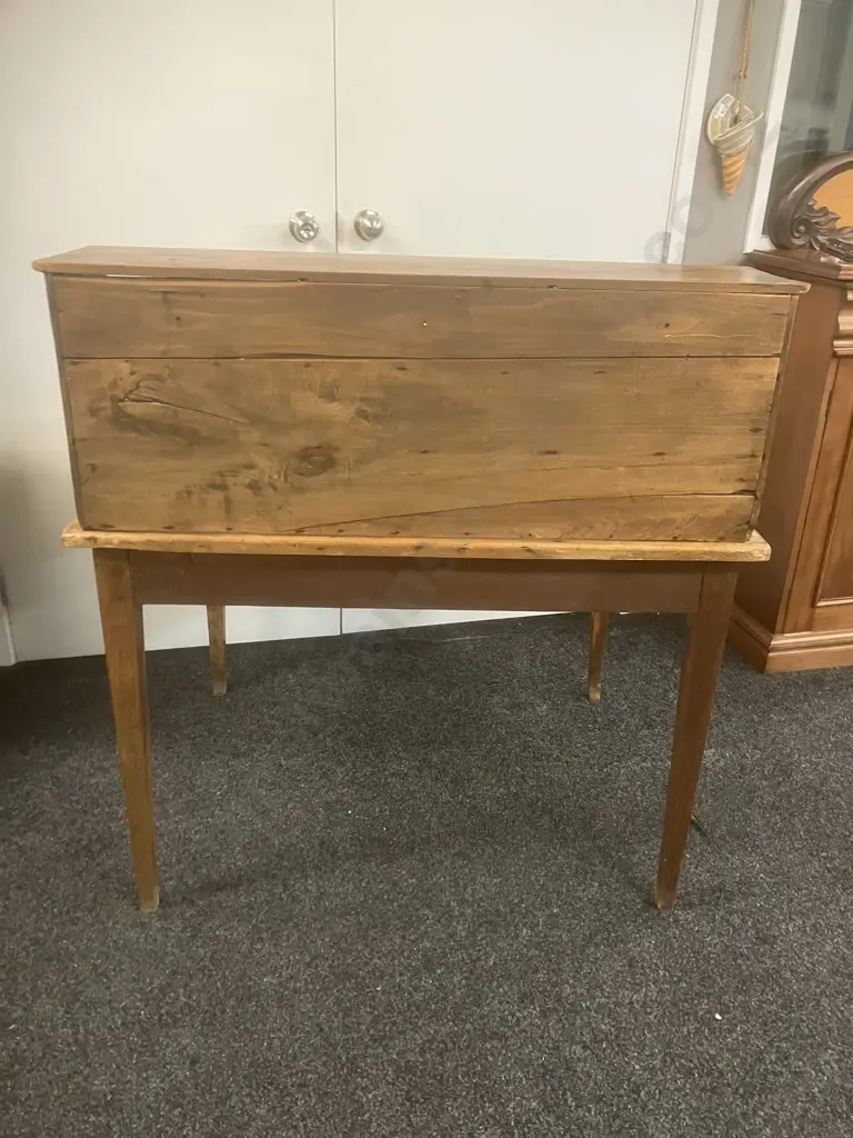 Antique Oak Writing Desk, Single Drawer With Divided Shelf Unit. H108 W100 D79cm Image 1++