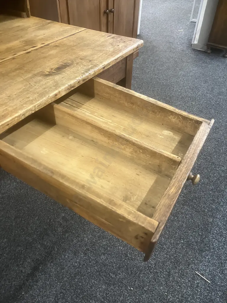 Antique Oak Writing Desk, Single Drawer With Divided Shelf Unit. H108 W100 D79cm Image 1++