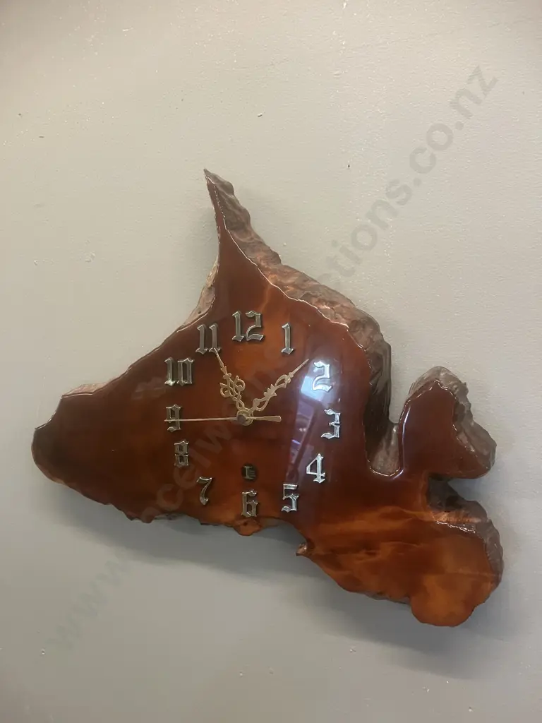 New Zealand Swamp Kauri Clock - Natural Wood Creations. 36 x 43.5cm Image 1++