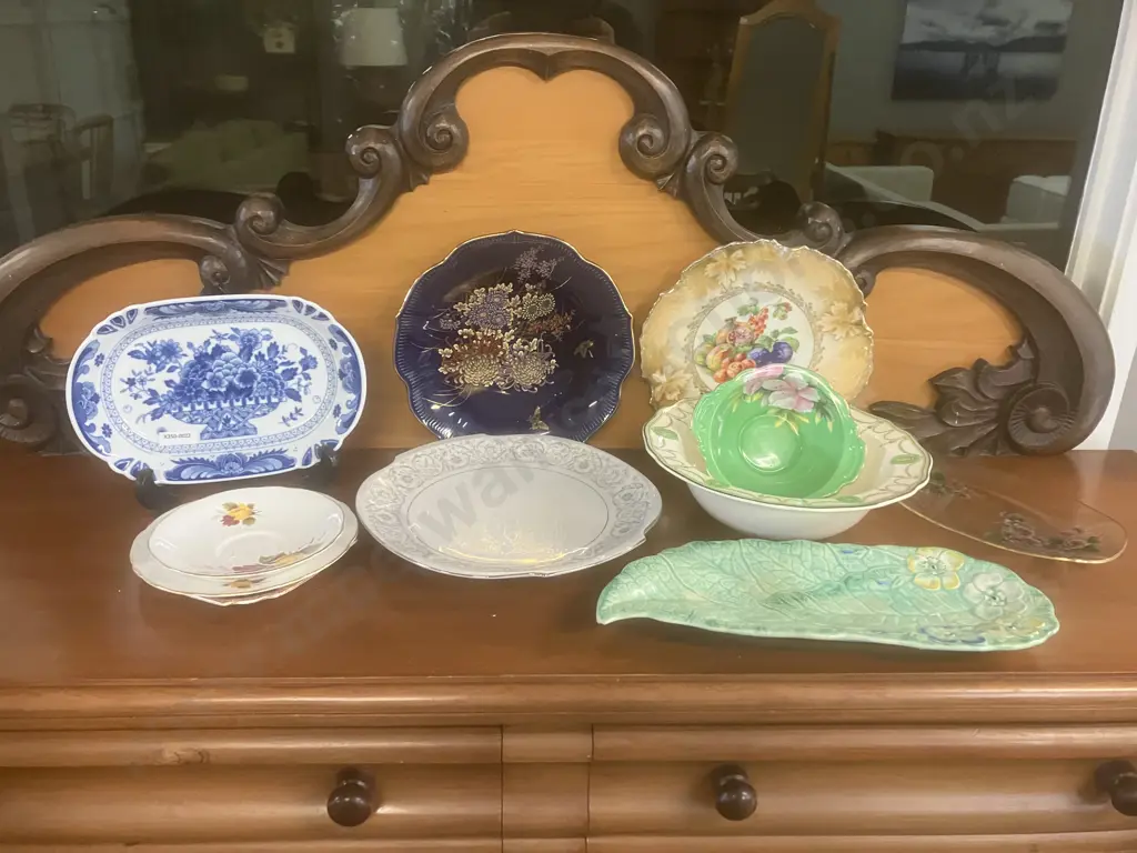 Assorted Platters, Plates, Bowls Including Blue Basket Japan Image 1++
