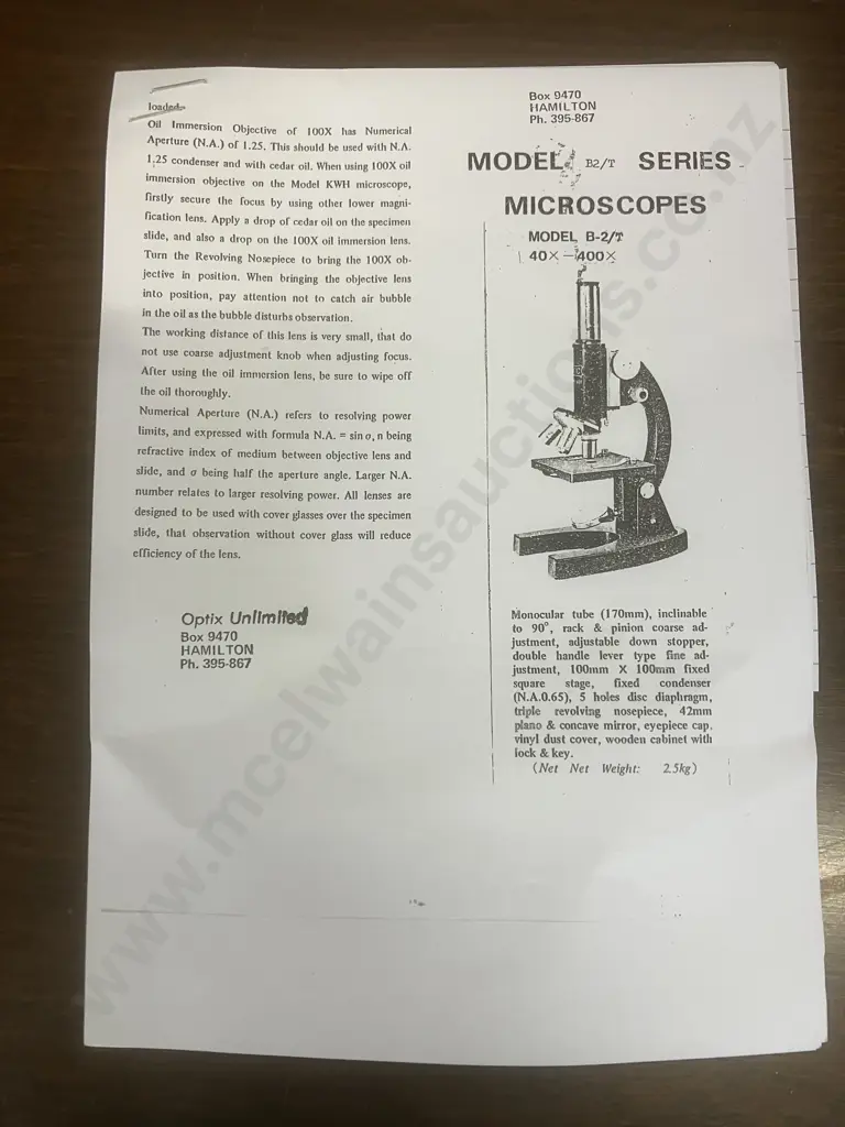Microscope In Wooden Carry Case With Key - Carton No 241170 B2/T Image 1++